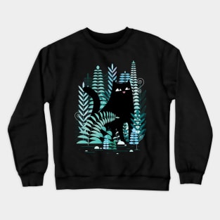 The Ferns (Black Cat on Green) Crewneck Sweatshirt